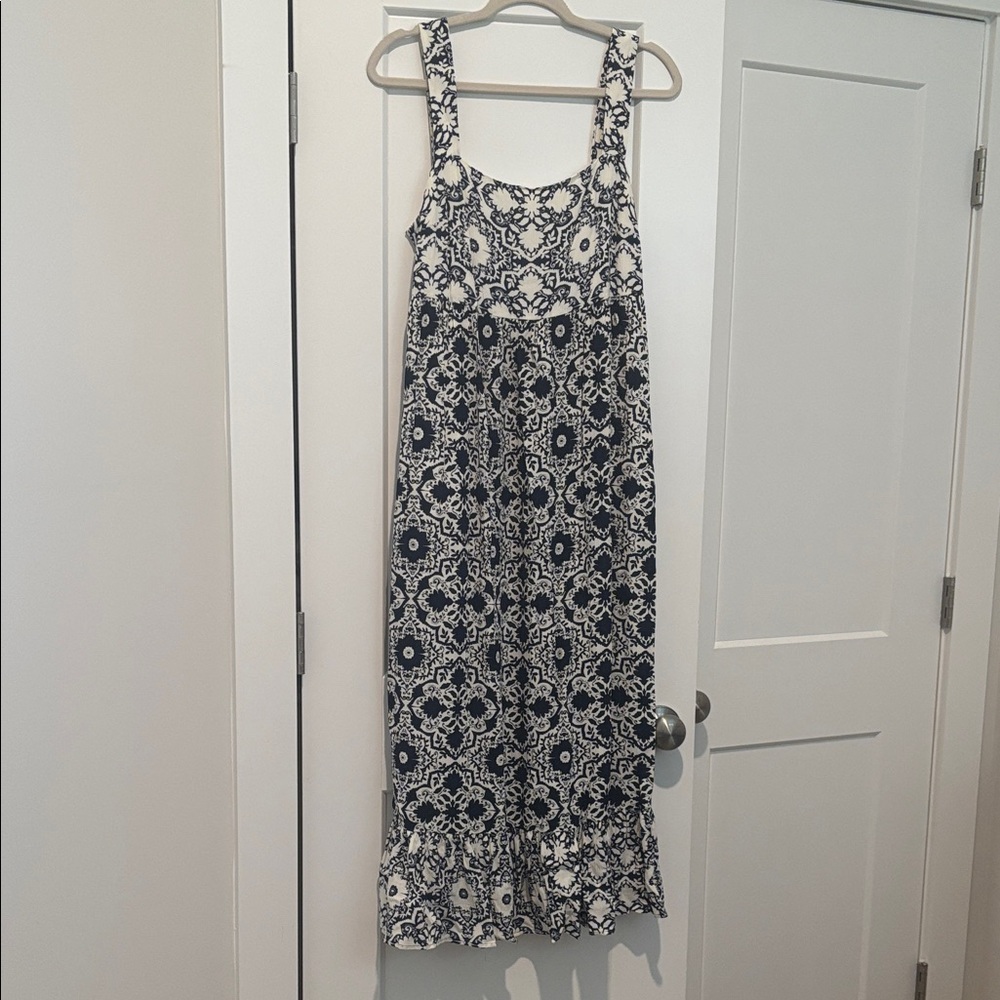 Boden Navy and White Floral Maxi Dress